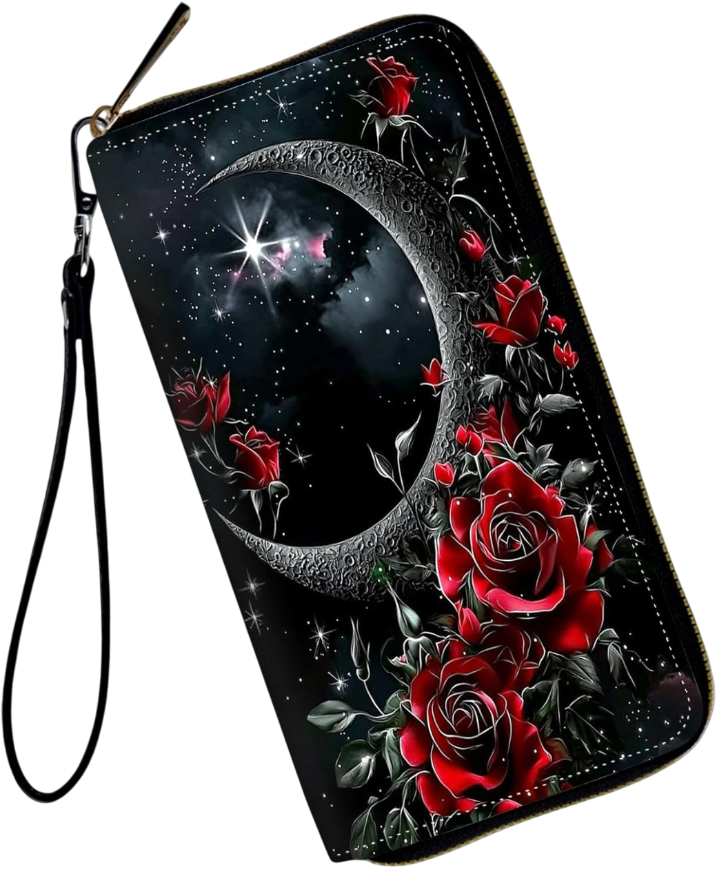 Wallet Moon with Red Rose Flower